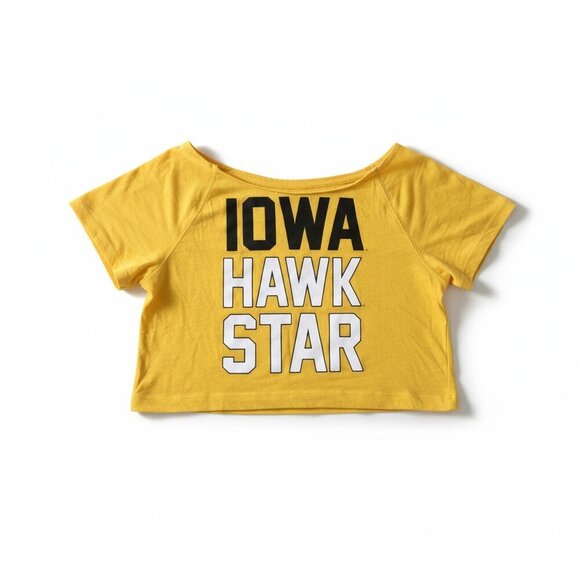 Victoria’s Secret PINK Iowa Hawkeyes Yellow Crop Top | XS | Collegiate Graphic - Picture 1 of 5